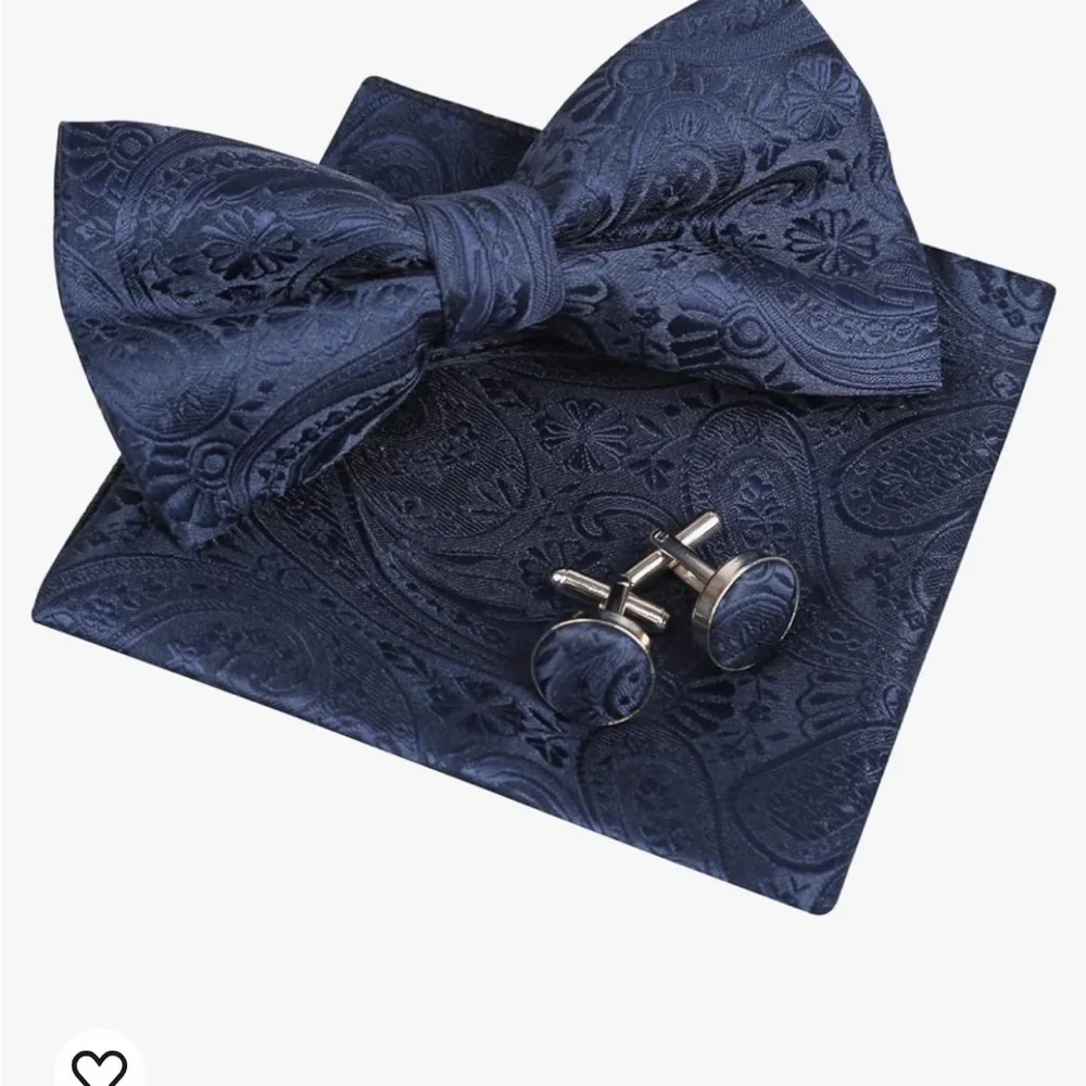 Alizeal paisley bow tie pocket square‎ cuff links